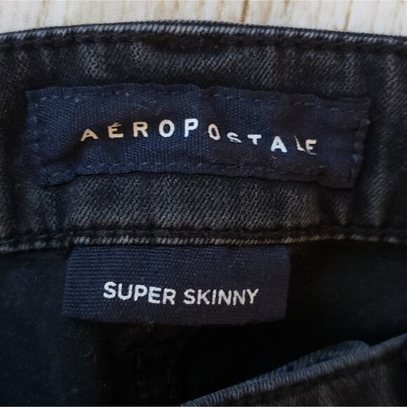 Aeropostale Ripped Skinny Jeans 27x28. Men's size 27. Youth Size 14. Black Denim - Picture 8 of 8